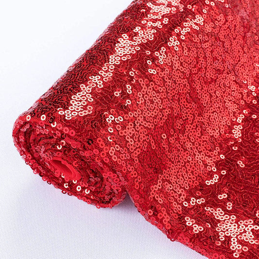 Sequin Sparkly Fabric Mesh Sequins Fabric for Sewing Dress and Making Wedding Party Tablecloth Decorations ( 1 Yard, Red )