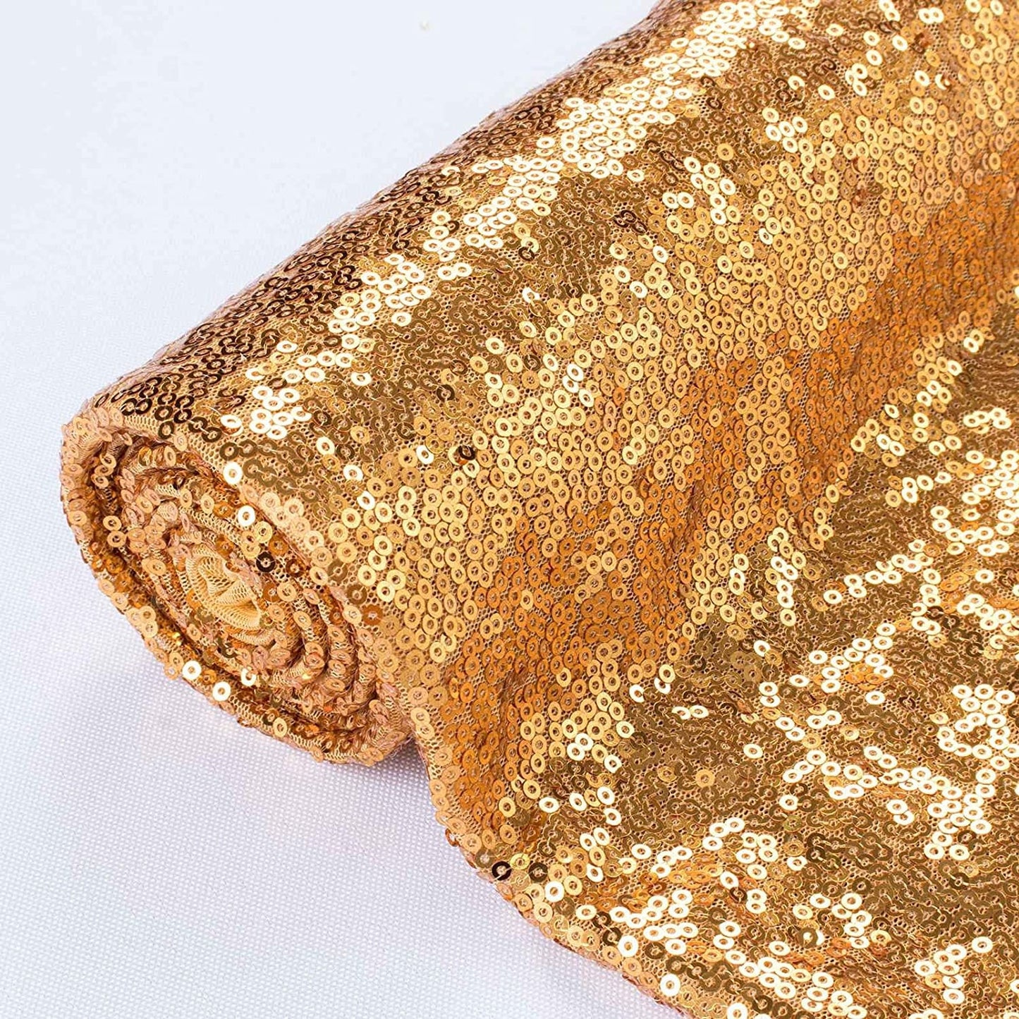 Sequin Sparkly Fabric Mesh Sequins Fabric for Sewing Dress and Making Wedding Party Tablecloth Decorations ( 1 Yard, Gold )