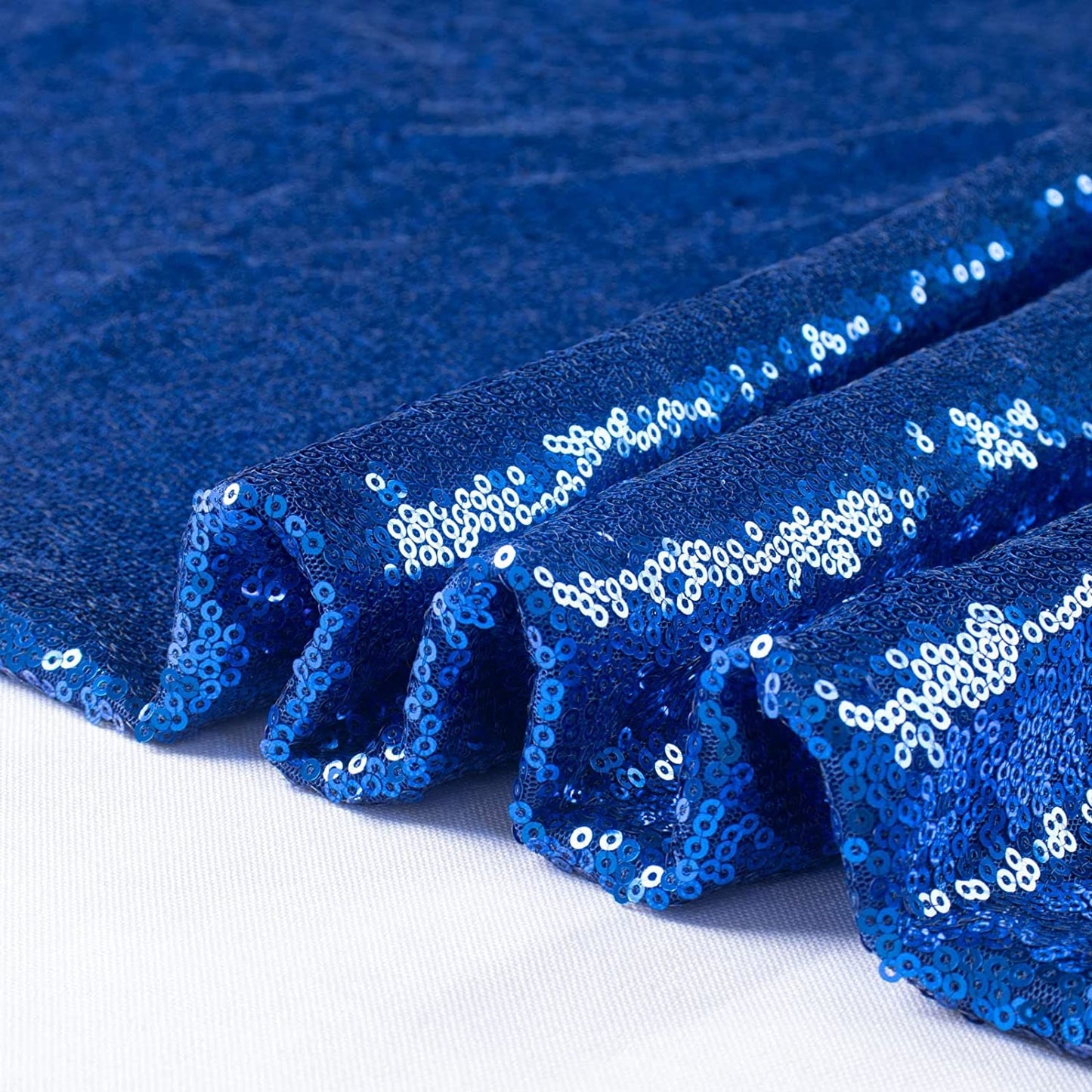 Sequin Sparkly Fabric Mesh Sequins Fabric for Sewing Dress and Making Wedding Party Tablecloth Decorations ( 1 Yard, Royal Blue )