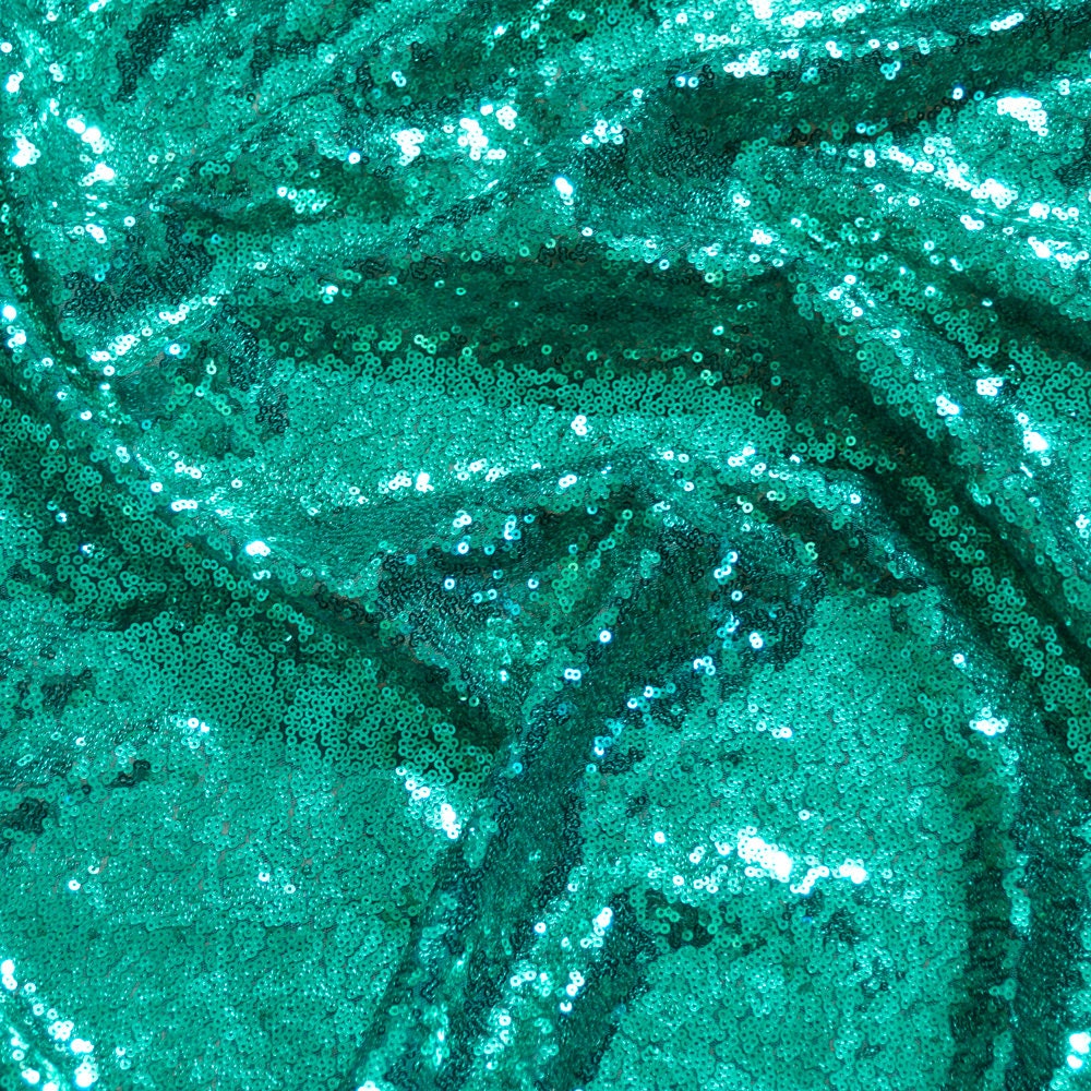 Sequin Sparkly Fabric Mesh Sequins Fabric for Sewing Dress and Making Wedding Party Tablecloth Decorations ( 1 Yard, Teal )