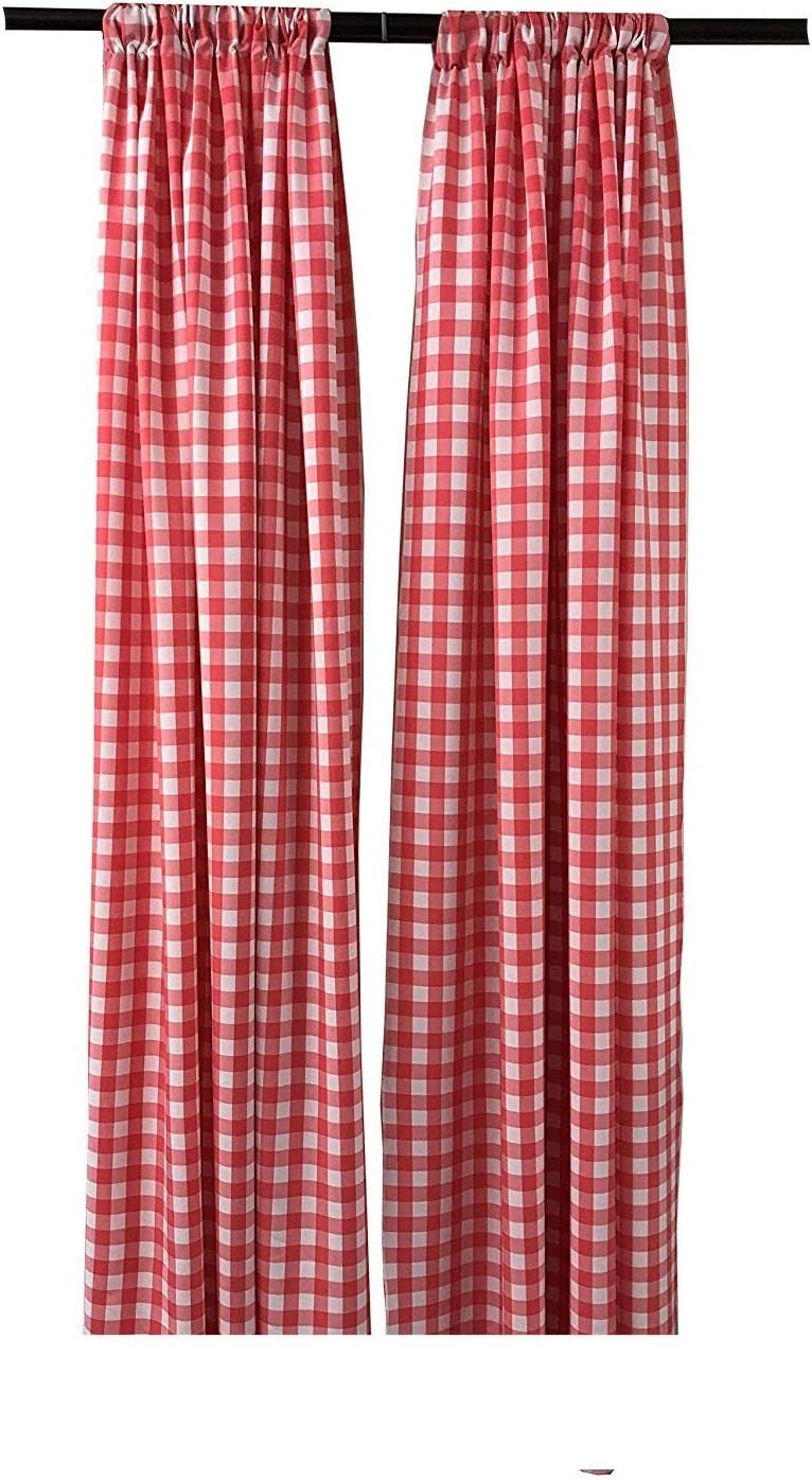 Checkered Country Plaid Gingham Checkered Backdrop Drapes Curtains Panels, 1 Pair