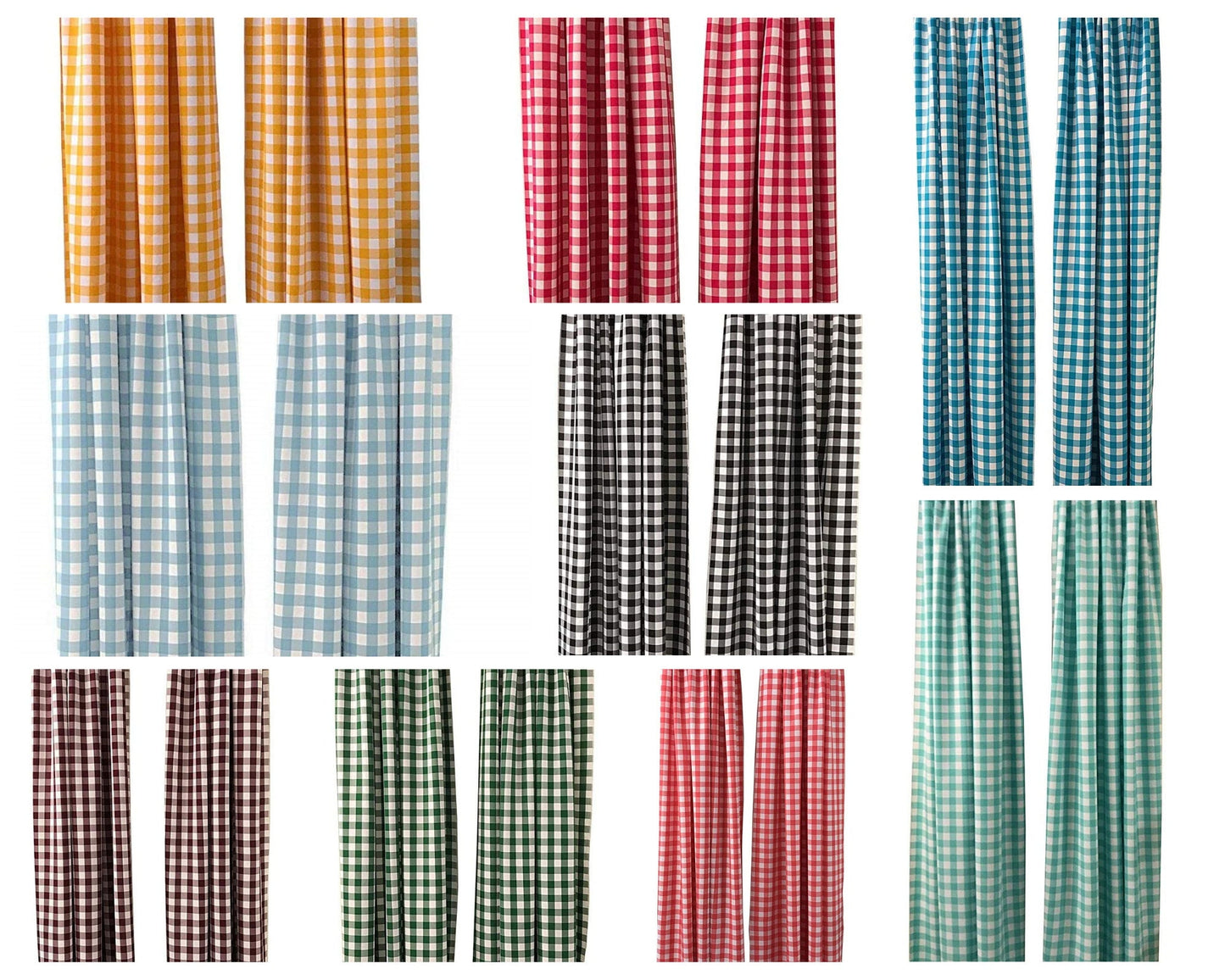 Checkered Country Plaid Gingham Checkered Backdrop Drapes Curtains Panels, 1 Pair