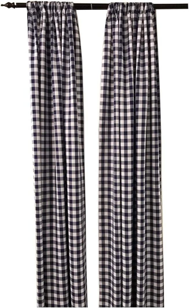 Checkered Country Plaid Gingham Checkered Backdrop Drapes Curtains Panels, 1 Pair