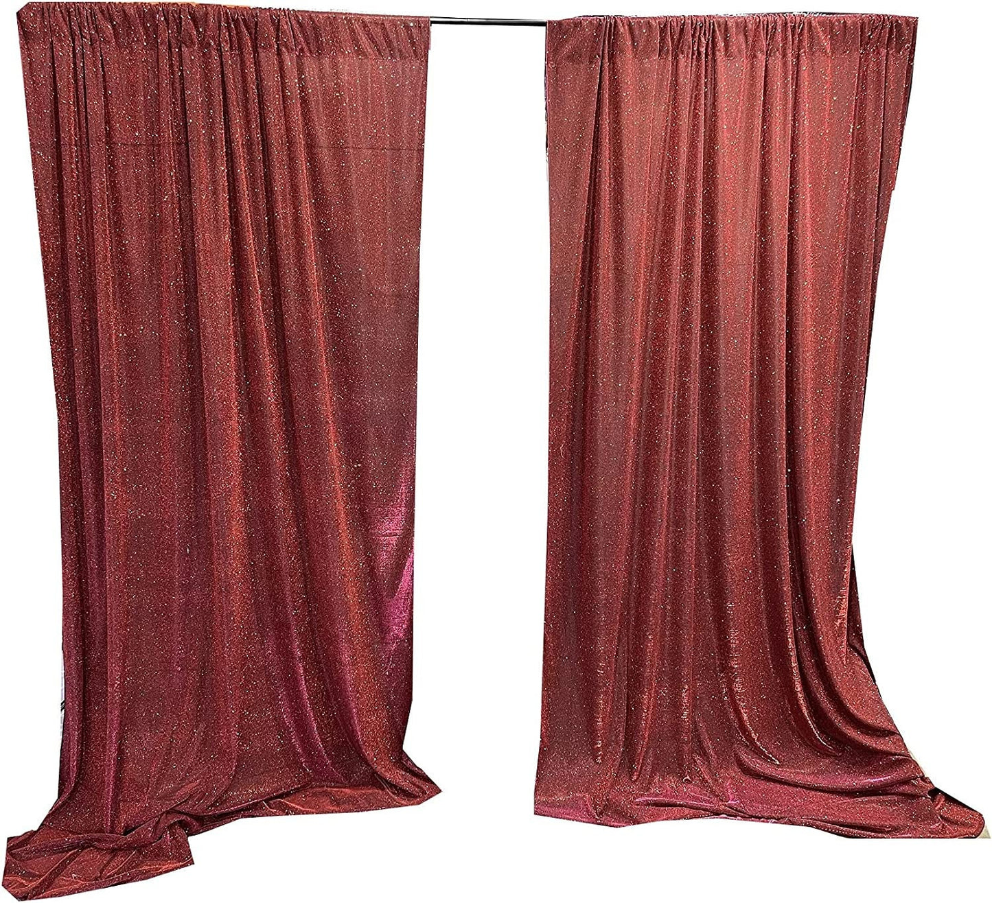 Full Covered Glitter Shimmer on Fabric Backdrop Drape - Curtain - Wedding Party Decoration (2 Panels