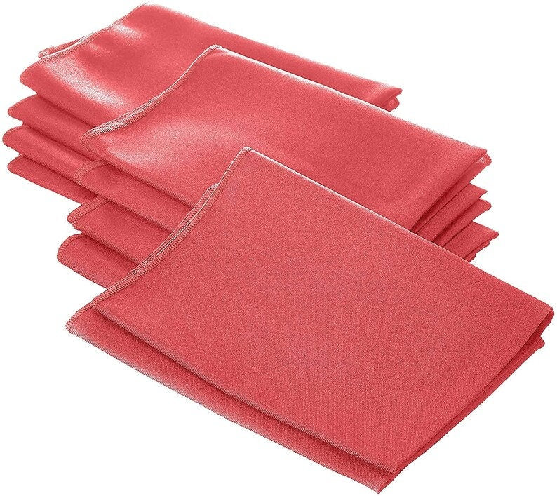 Polyester Poplin Napkin 18 by 18-Inch, Coral - 12 Pack