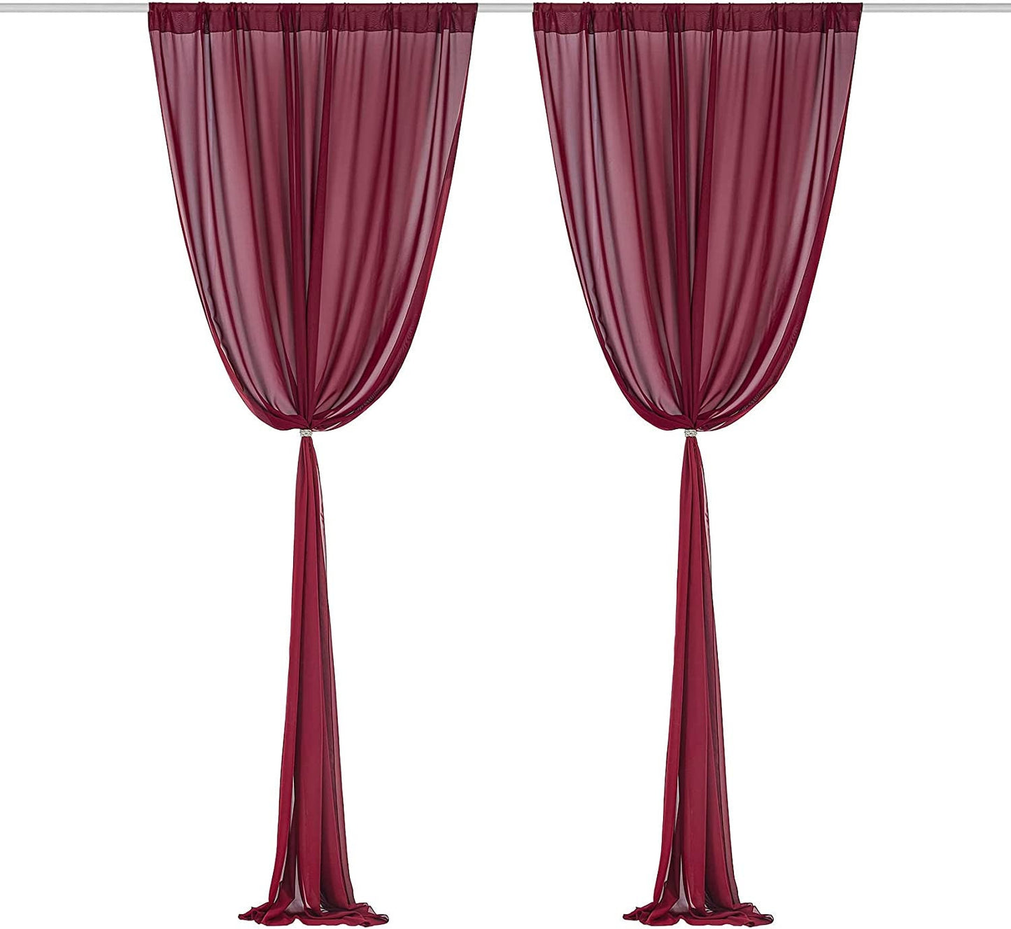 2 Panels - Chiffon Backdrop Curtains, Wrinkle-Free Sheer Chiffon Fabric Curtain Drapes for Wedding Ceremony Arch Party Stage 5 Ft by 9 Ft