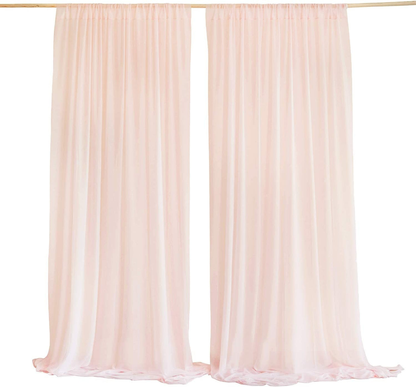 2 Panels - Chiffon Backdrop Curtains, Wrinkle-Free Sheer Chiffon Fabric Curtain Drapes for Wedding Ceremony Arch Party Stage 5 Ft by 9 Ft