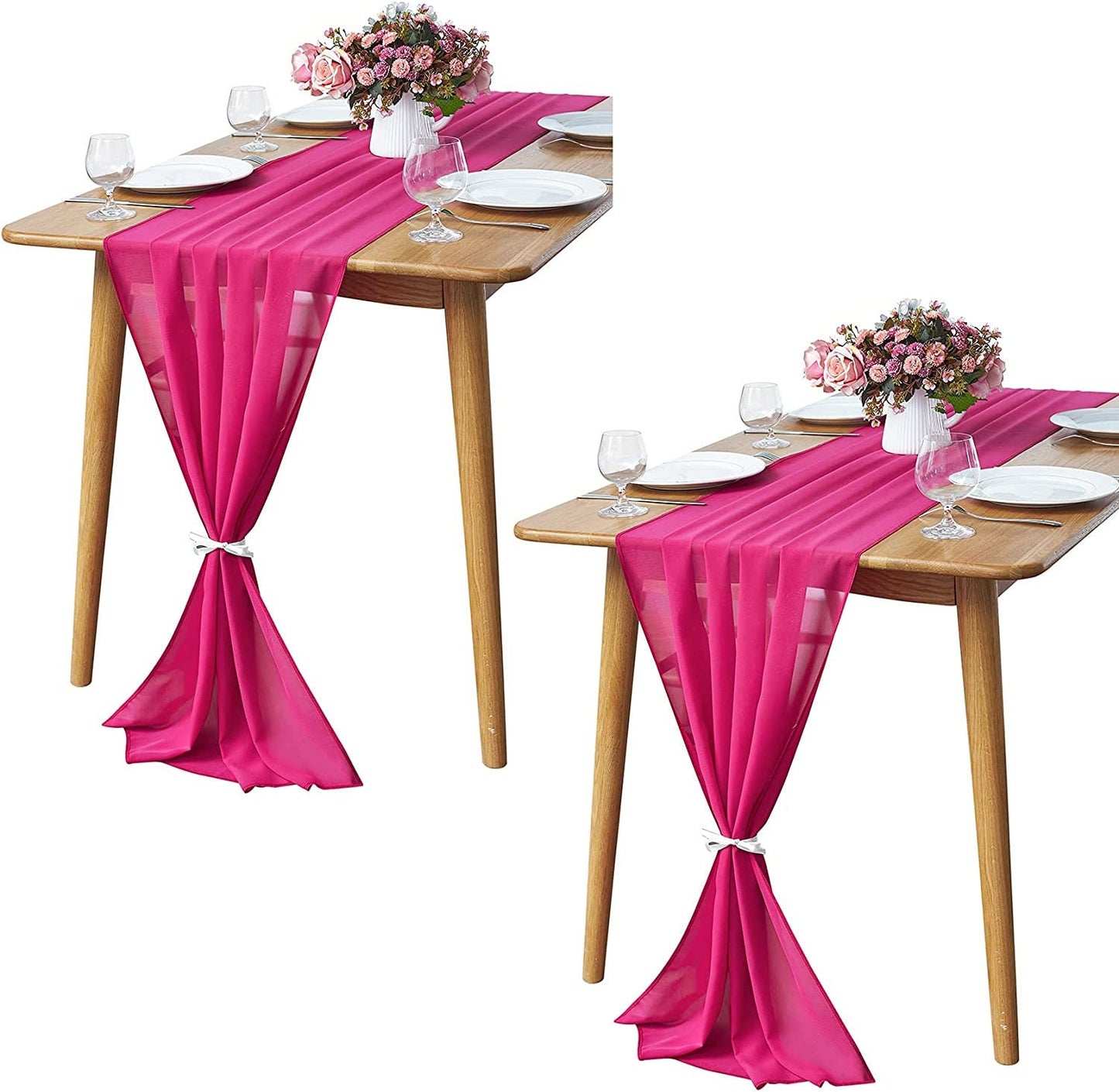 Chiffon Table Runner 2 Pack Elegant Sheer Table Runner 58"X10ft Long Rustic Table Runners for Wedding Bridal Shower Table