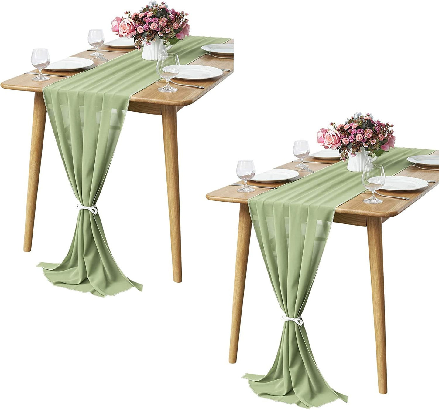 Chiffon Table Runner 2 Pack Elegant Sheer Table Runner 58"X10ft Long Rustic Table Runners for Wedding Bridal Shower Table