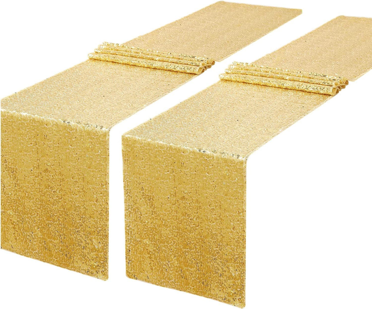 2 Pack -- Gold Table Runners - Sequin Table Runner Glitter Table Runner for Birthday Party, Supplies Decorations ( 2 Pack )