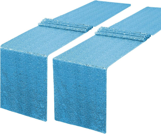 2 Pack -- Blue Table Runners - Sequin Table Runner Glitter Table Runner for Birthday Party, Supplies Decorations ( 2 Pack )