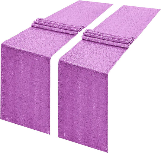 2 Pack -- Lavender Table Runners - Sequin Table Runner Glitter Table Runner for Birthday Party, Supplies Decorations ( 2 Pack )