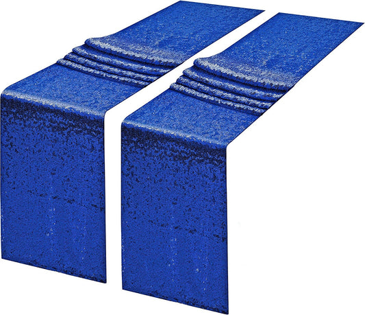 2 Pack -- Royal Blue Table Runners - Sequin Table Runner Glitter Table Runner for Birthday Party, Supplies Decorations ( 2 Pack )