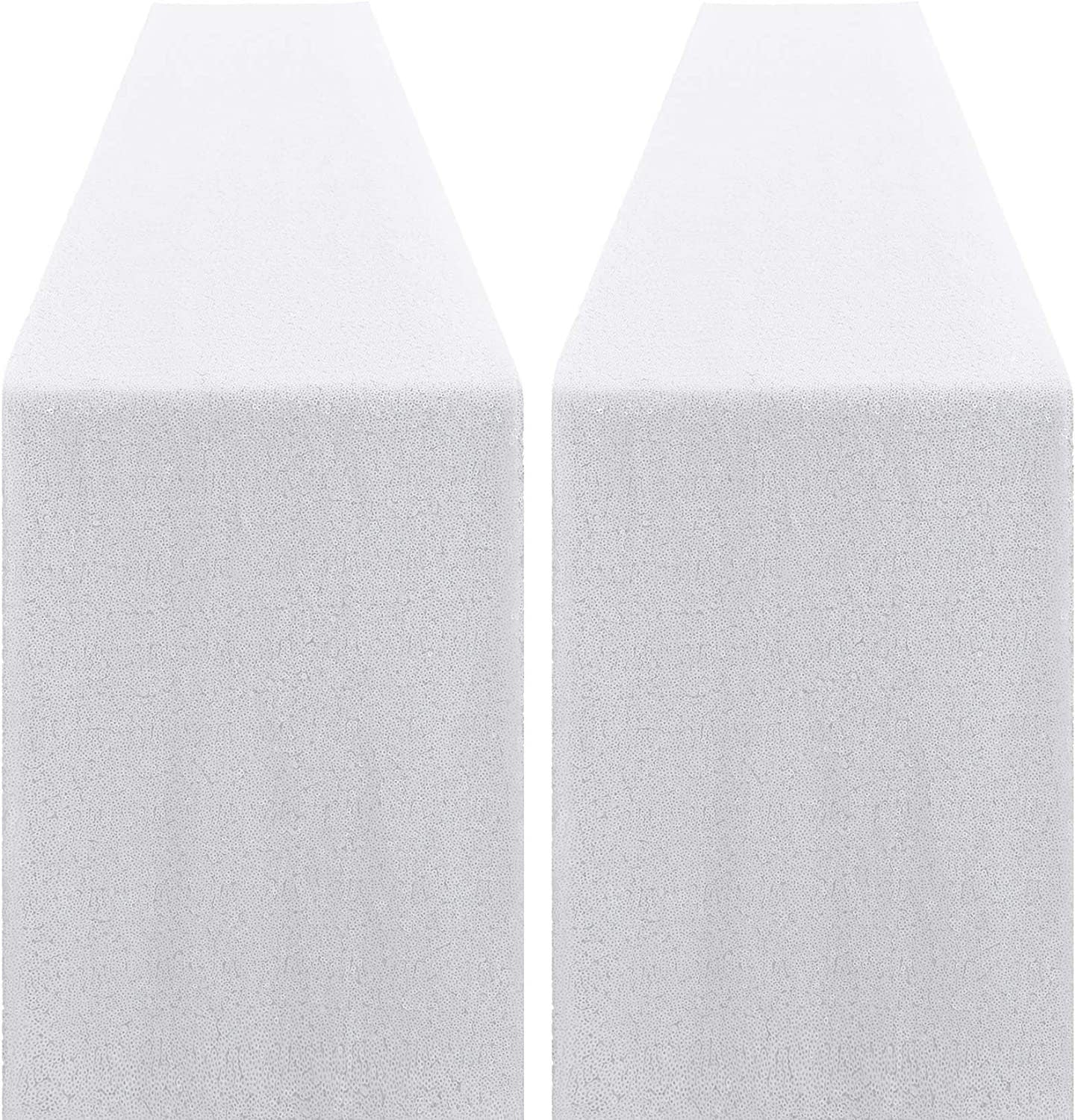 2 Pack -- White Table Runners - Sequin Table Runner Glitter Table Runner for Birthday Party, Supplies Decorations ( 2 Pack )