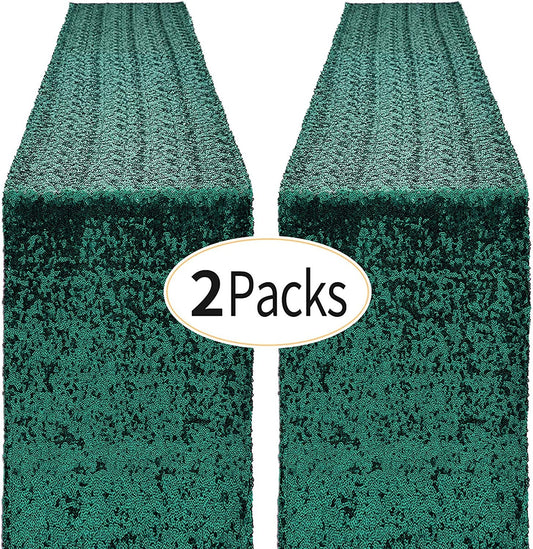 4 Pack -- Hunter Green Table Runners - Sequin Table Runner Glitter Table Runner for Birthday Party, Supplies Decorations ( 4 Pack )