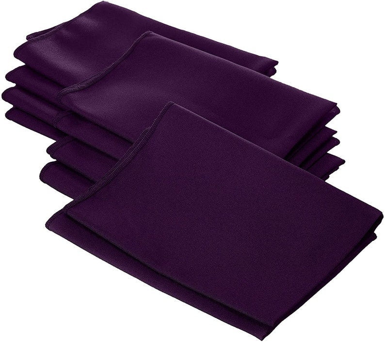 Polyester Poplin Napkin 18 by 18-Inch, Eggplant - 12 Pack