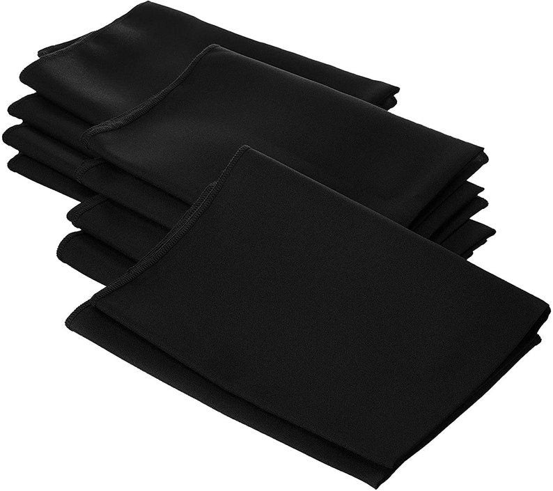 Polyester Poplin Napkin 18 by 18-Inch, Black - 12 Pack