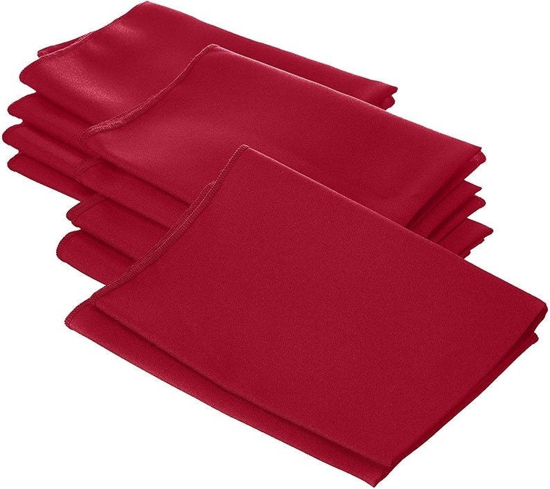 Polyester Poplin Napkin 18 by 18-Inch, Red - 12 Pack