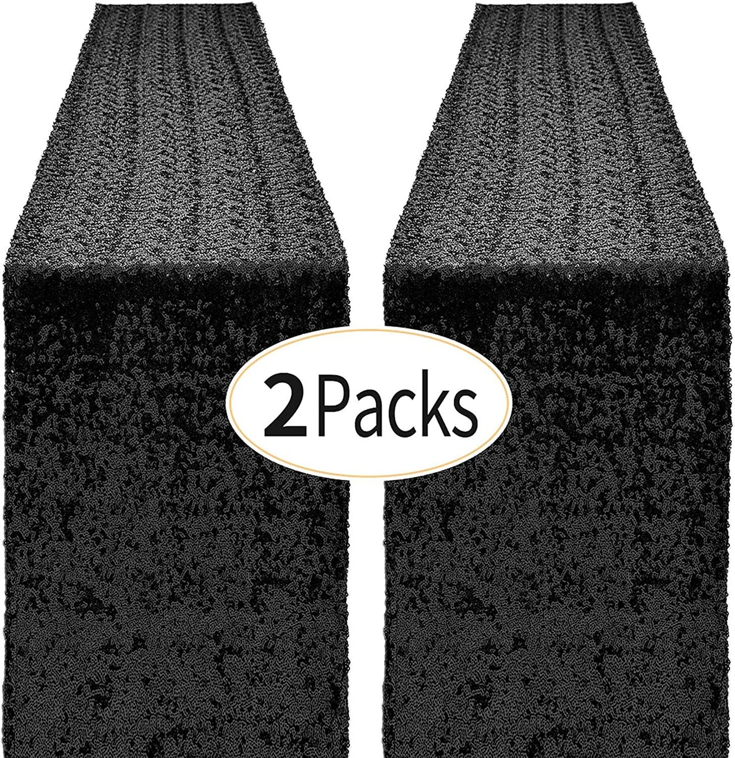 4 Pack -- Black Table Runners - Sequin Table Runner Glitter Table Runner for Birthday Party, Supplies Decorations ( 4 Pack )