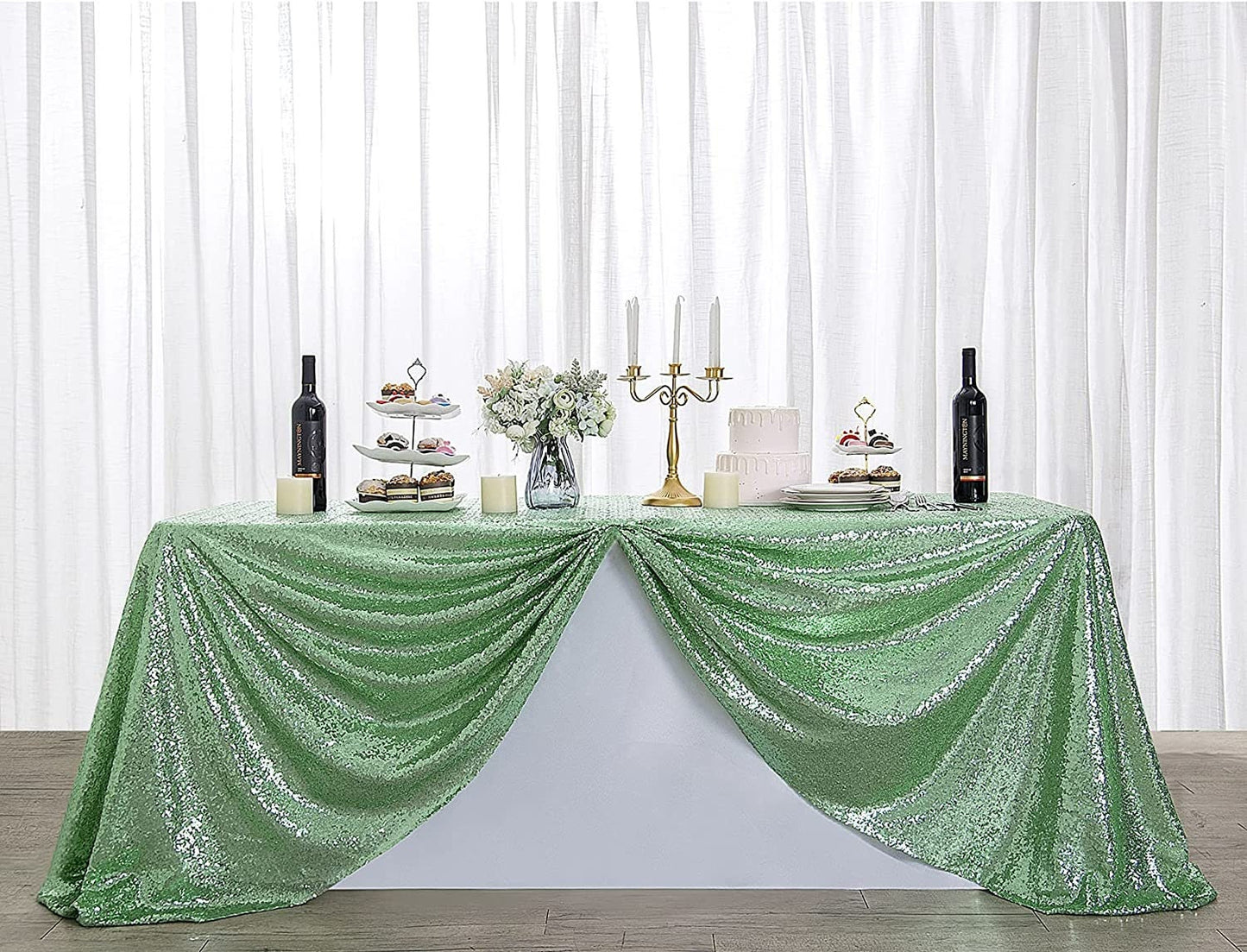 MInt Glitz Sequin Rectangular Tablecloth / Table Covers Decorations for Birthday Party Supplies Event Wedding Table Skirt Decor