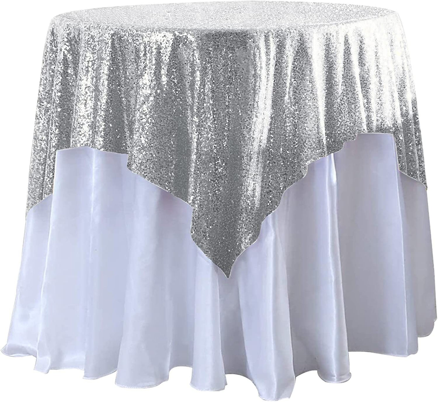 Sequin Tablecloth Square 50" x 50" -Inch Table Cloths for Round Table Changed Sequin Fabric Tablecloth Overlay Glitter Tablecloth Linen