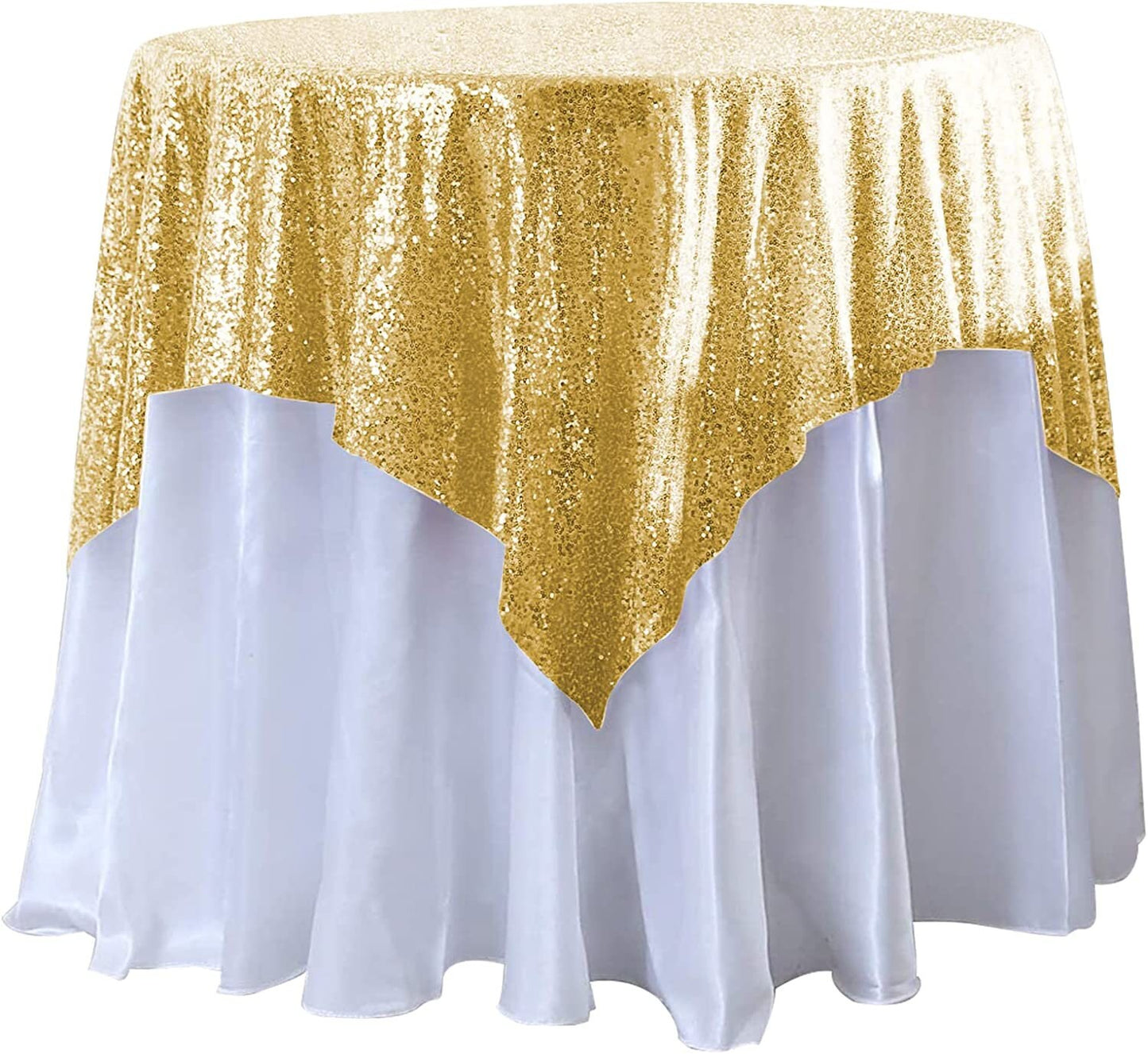 Sequin Tablecloth Square 50" x 50" -Inch Table Cloths for Round Table Changed Sequin Fabric Tablecloth Overlay Glitter Tablecloth Linen