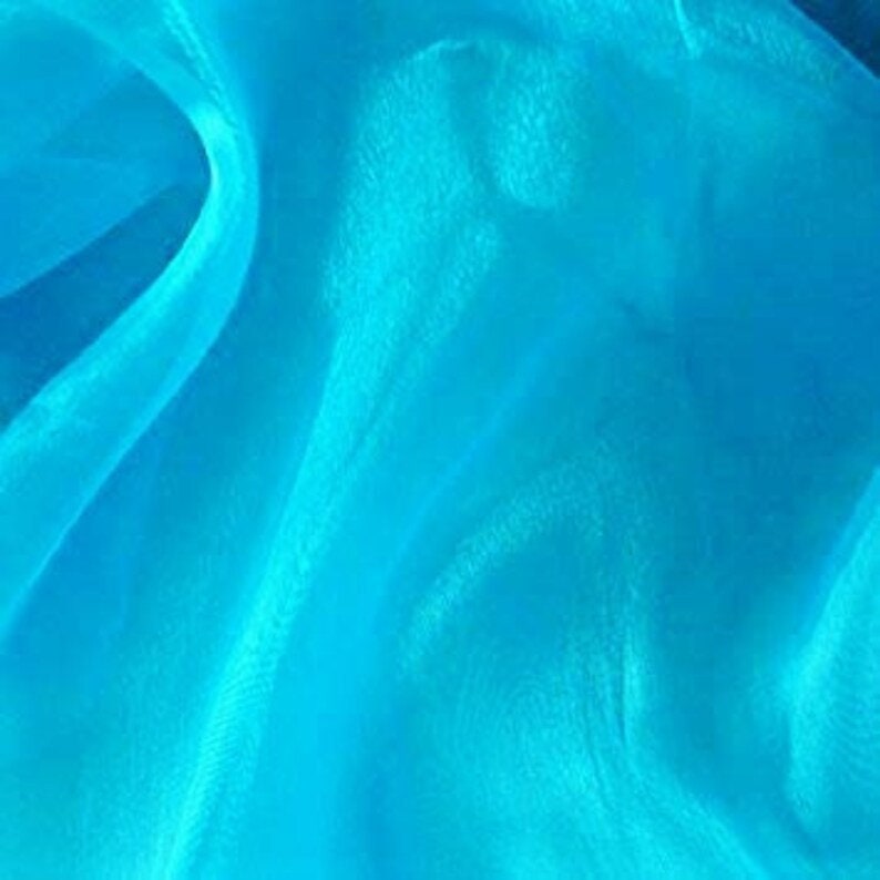 Polyester Soft Light Weight, Sheer, See Through Crystal Organza Fabric Sold By The Yard. Turquoise