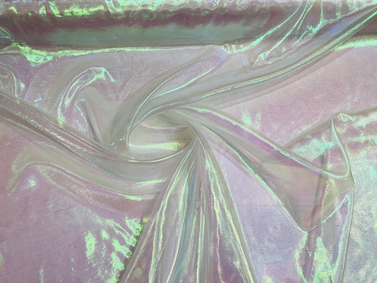 Iridescent Crush 40-45 Inches Wide 100% Polyester Soft Light Weight, Sheer, See Through iridescent Organza Pearl White