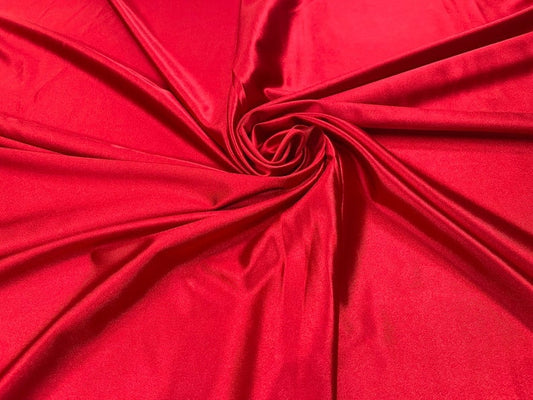 Shiny Polyester Spandex Fabric Stretch 58" Wide Sold by The Yard. Red