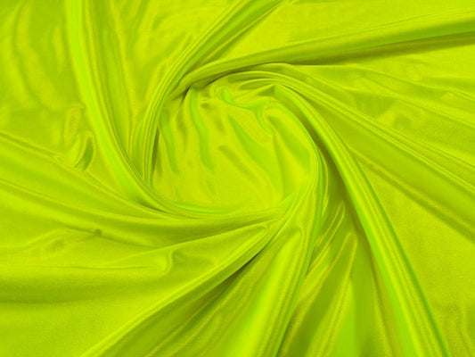 Shiny Polyester Spandex Fabric Stretch 58" Wide Sold by The Yard. Neon Yellow