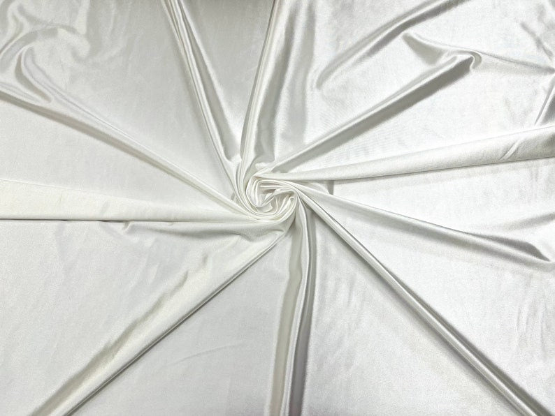 Shiny Polyester Spandex Fabric Stretch 58" Wide Sold by The Yard. Off White