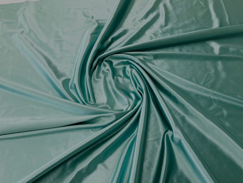 Shiny Polyester Spandex Fabric Stretch 58" Wide Sold by The Yard. Sea Foam