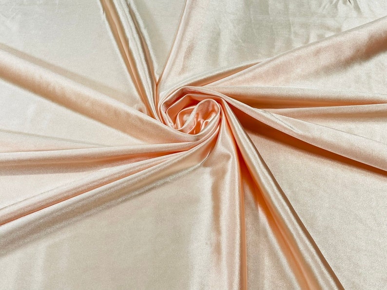 Shiny Polyester Spandex Fabric Stretch 58" Wide Sold by The Yard. Peach