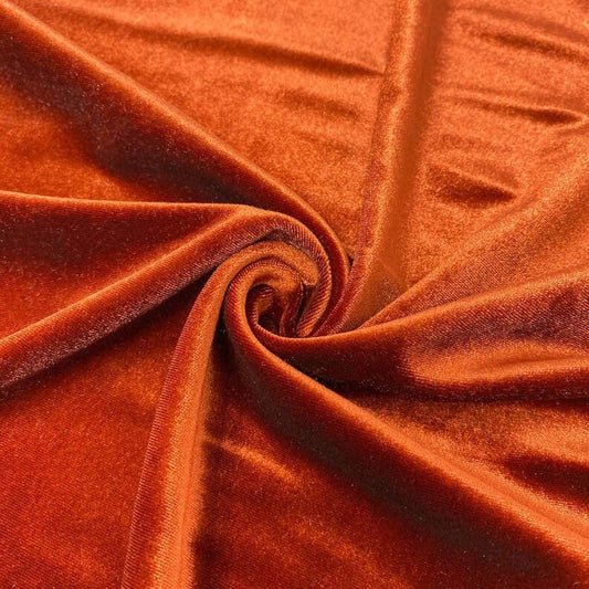 Stretch Velvet Fabric for Sewing Apparel Costumes Craft, Sold By The Yard. Burnt Orange