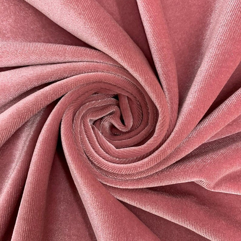 Stretch Velvet Fabric for Sewing Apparel Costumes Craft, Sold By The Yard. Dusty Rose