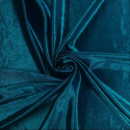 Stretch Velvet Fabric for Sewing Apparel Costumes Craft, Sold By The Yard. Teal Blue