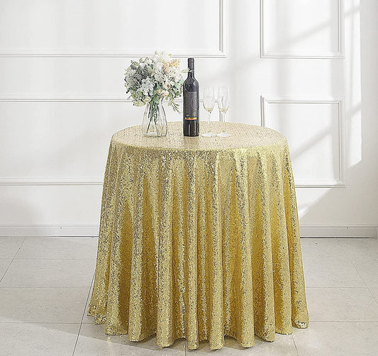 Glitter Sparkly Iridescent Shimmer for Round Table Covers Decorations for Birthday Party Supplies Event Wedding Table Skirt Decor Gold