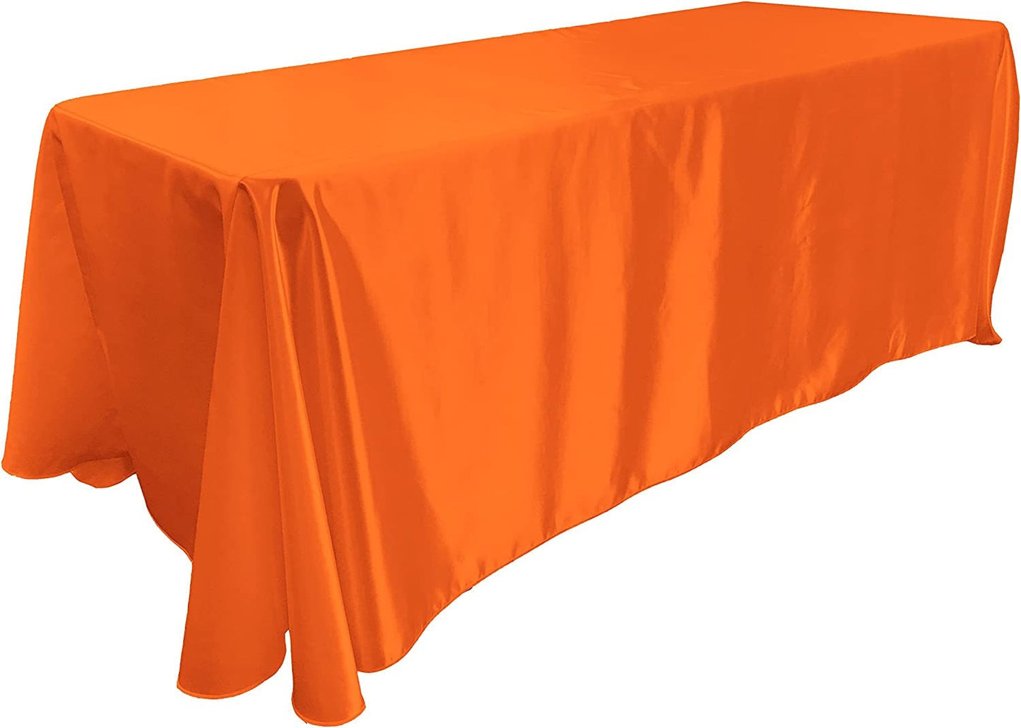 90"  Orange Satin Tablecloth for Wedding Dinning Event Parties Banquet Holiday Decoration Square Rectangle Table Cover