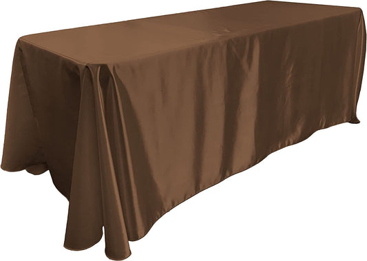 90"  Brown Satin Tablecloth for Wedding Dinning Event Parties Banquet Holiday Decoration Square Rectangle Table Cover