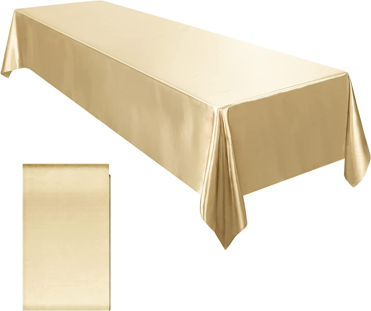 60" Satin Party Tablecloth Table Cover Wedding Rectangle Bright Tablecloth Table Cover Smooth Fabric Tablecloth Decor for Wedding Champagne