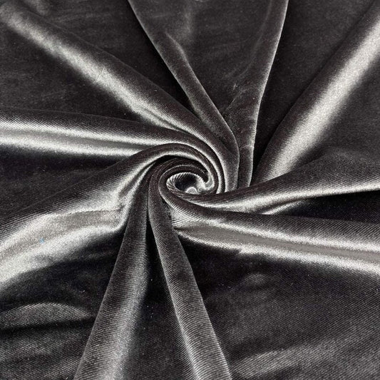 Stretch Velvet Fabric for Sewing Apparel Costumes Craft, Sold By The Yard. Charcoal