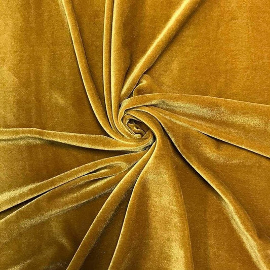 Stretch Velvet Fabric for Sewing Apparel Costumes Craft, Sold By The Yard. Gold