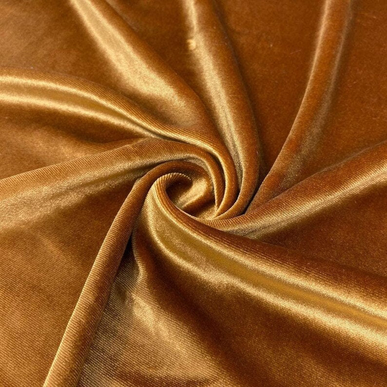 Stretch Velvet Fabric for Sewing Apparel Costumes Craft, Sold By The Yard. Copper