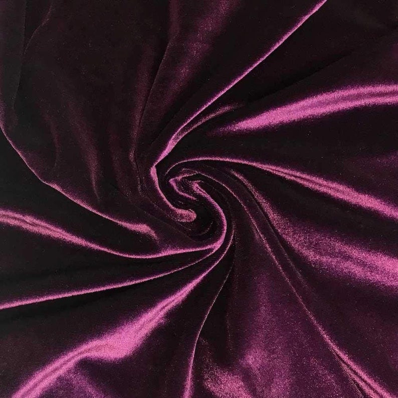 Stretch Velvet Fabric for Sewing Apparel Costumes Craft, Sold By The Yard. Eggplant