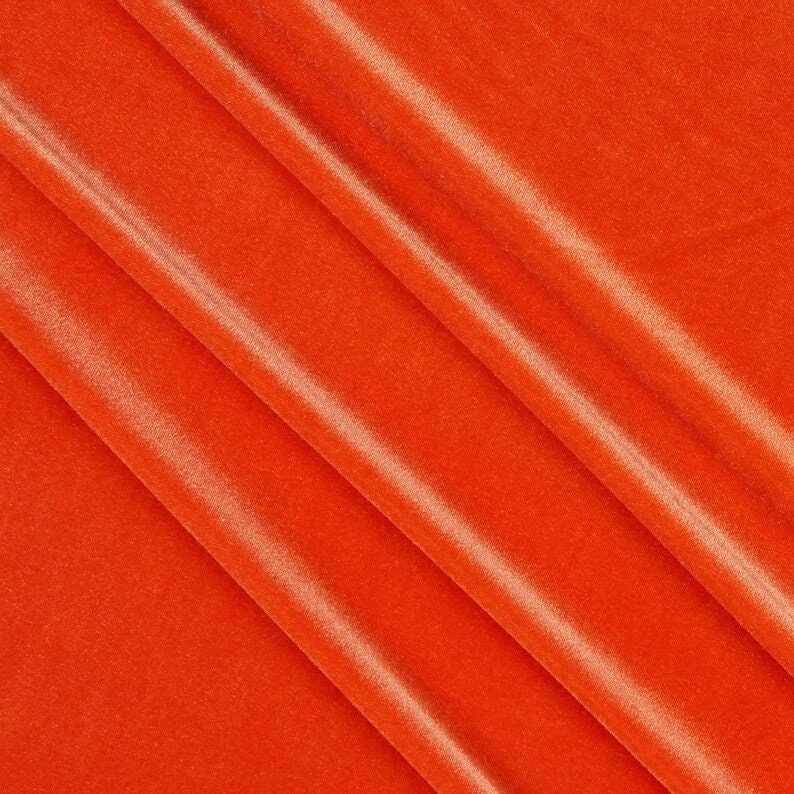 Stretch Velvet Fabric for Sewing Apparel Costumes Craft, Sold By The Yard. Orange