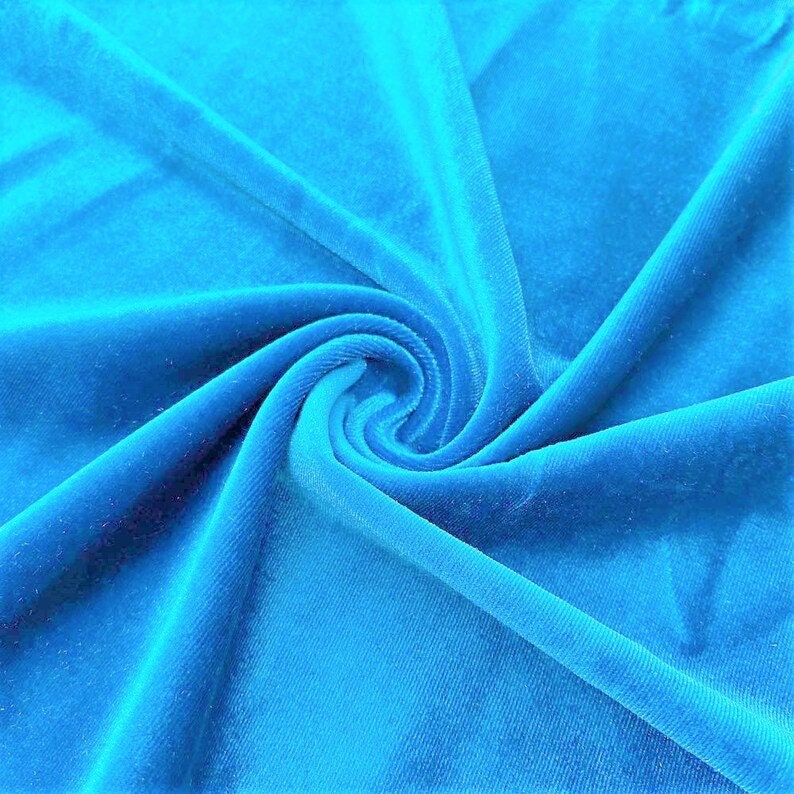 Stretch Velvet Fabric for Sewing Apparel Costumes Craft, Sold By The Yard. Turquoise