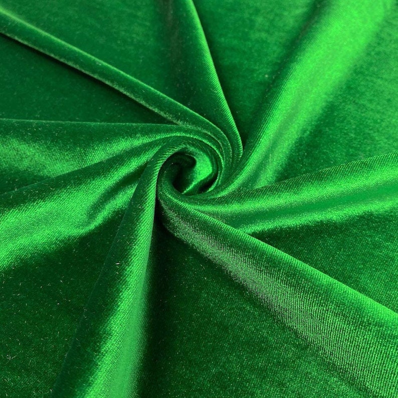 Stretch Velvet Fabric for Sewing Apparel Costumes Craft, Sold By The Yard. Kelly Green