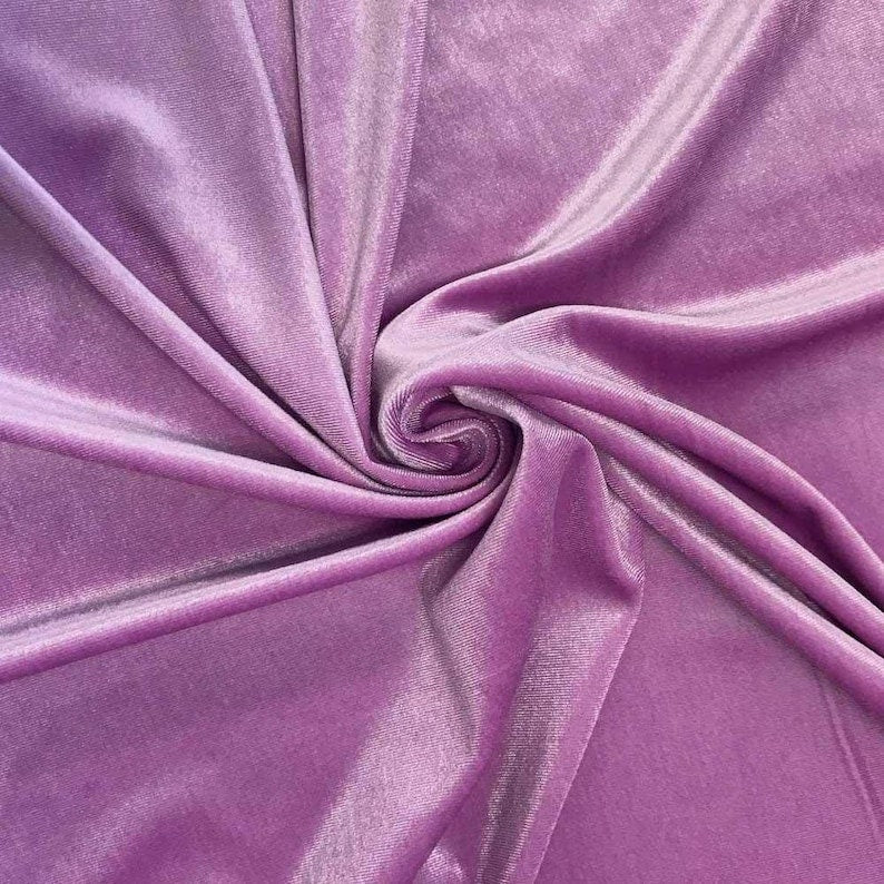 Stretch Velvet Fabric for Sewing Apparel Costumes Craft, Sold By The Yard. Lilac