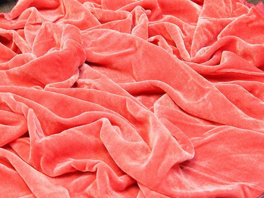 Stretch Velvet Fabric for Sewing Apparel Costumes Craft, Sold By The Yard. Coral