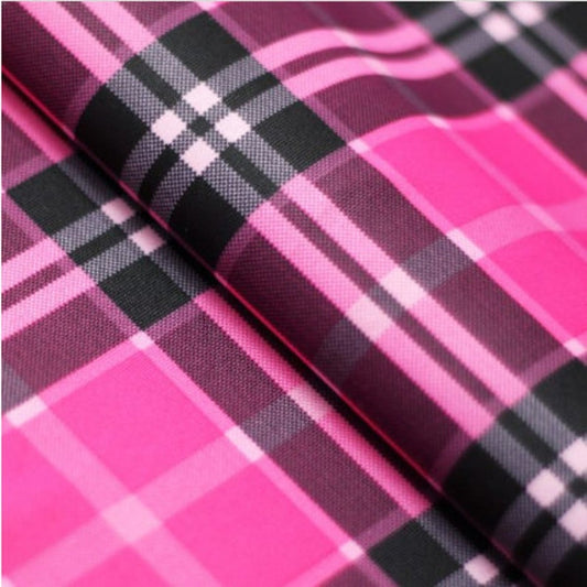 4-Way Stretch Printed Spandex Fabric - Fuchsia - Plaid